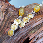 Honeycomb Earring with Amber Bead